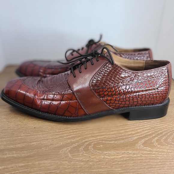 (0000) Stacy Adams Men's Classic Oxford Snake Skin Dress Shoes, Sz 10.5  Brown - Picture 11 of 16
